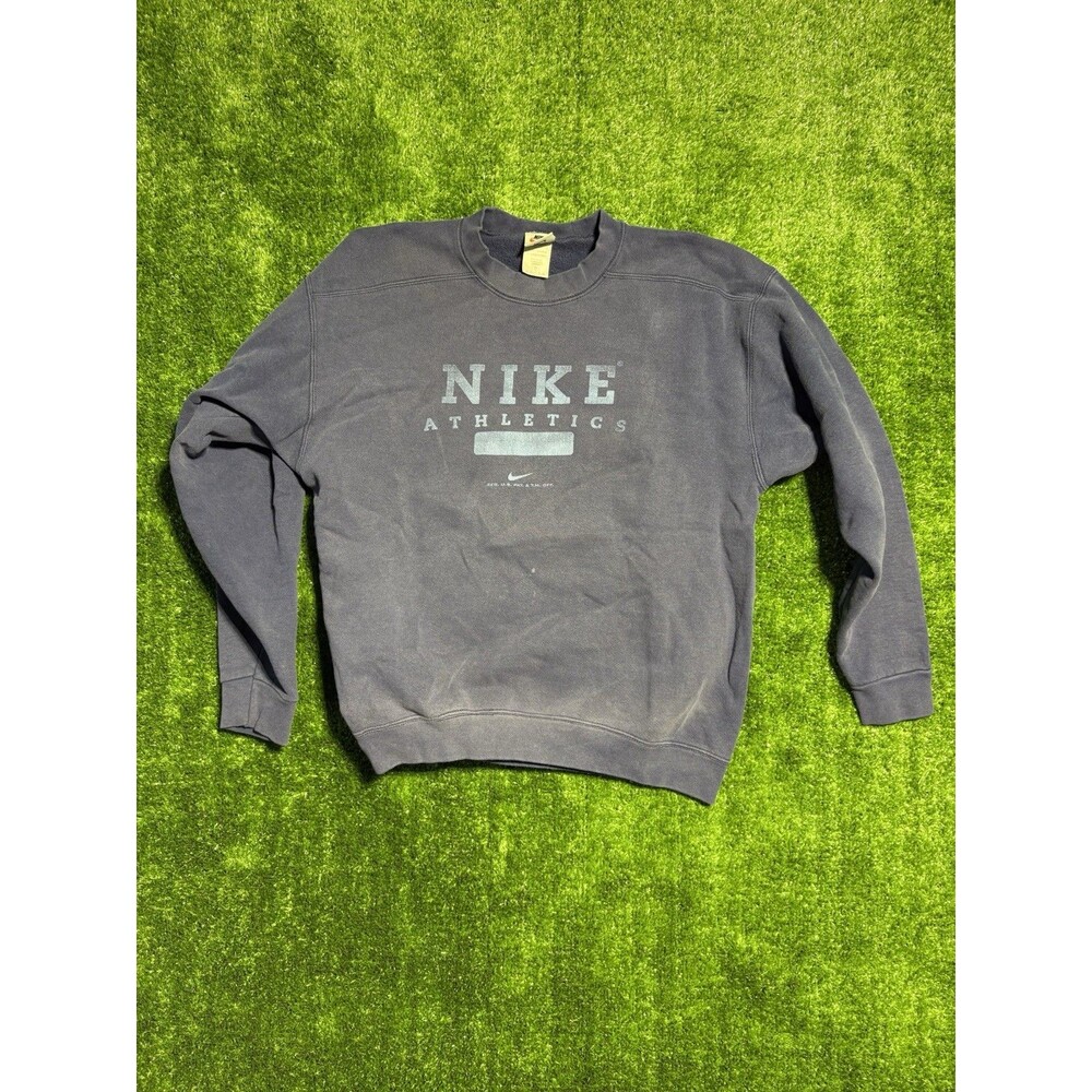 Vintage 1990s Nike Athletics Spellout Made in USA Blue Sweatshirt Size Mens Med